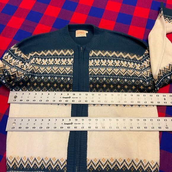 Anderson Little Co. Fair Isle Nordic VTG Acrylic Orlon Sweater Jacket Sz Large - Picture 6 of 10